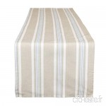 Dibor - Chemin de Table Extra Long en Tissu à Rayures Bleu Blanc Lavable en Machine - B07NJ7KZSN